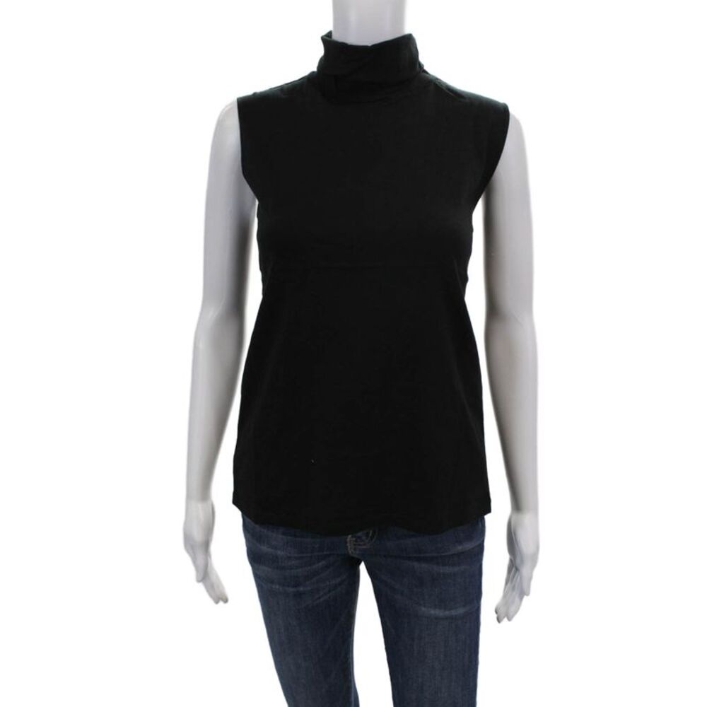 Philanthropy Womens Cotton Sleeveless Turtleneck T Shirt Black Size S